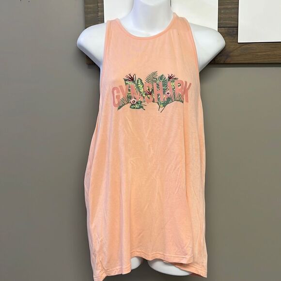 Gymshark Heather Peach Floral Embroidery Athletic Razorback Tank Top- Medium - Picture 1 of 11